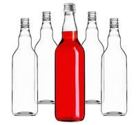 KADAX Lot de 40 bouteilles en verre à remplir - 700 ml - Bouteilles de liqueur vides avec bouchon à vis - Bouteilles pour liqueur, spiritueux (argenté)