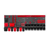 KADAX Lot de 46 Étagère d'atelier, 116 x 39 cm, en Plastique Robuste, système de Stockage résistant aux UV, plaques murales Extensibles, Atelier ou Jardin (Rouge et Noir), K7708