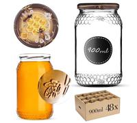 KADAX Lot de 48 bocaux à miel, 900 ml, avec couvercle à visser fi82 mm, pour miel, confiture, miel