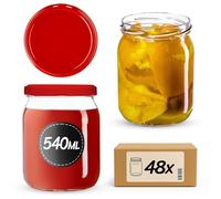 KADAX Lot de 48 bocaux de conservation 540 ml avec couvercle à visser fi82 mm pour le mise en conserve, la mise en pot, la conservation et la préparation des repas - Bocaux hermétiques Twist-off