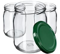 KADAX Lot de 48 bocaux de conservation 540 ml avec couvercle à visser fi82 mm pour le mise en conserve, la mise en pot, la conservation et la préparation des repas - Bocaux hermétiques Twist-off (Vert