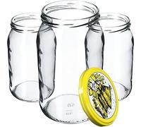 KADAX Lot de 48 bocaux de conservation en verre de 900 ml pour couvercle à visser, utilisable comme pot à confiture, bocal de conservation, bocal en verre (48 pièces, ruche) K5198