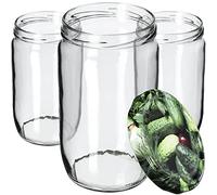 KADAX Lot de 48 bocaux en verre ronds pour couvercle à visser 720 ml 8,7x8,7x15cm