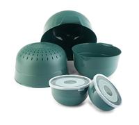 KADAX Lot de 5 bols avec couvercle, bols à salade, bols en plastique pour ranger les aliments, bols à fruits, bols de service empilables, bols mélangeurs (vert), K9534
