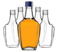 KADAX Lot de 5 bouteilles en verre de 250 ml avec bouchon à vis, vides, à remplir, petites bouteilles d'alcool, bouteilles de jus de fruits, bleues