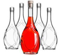 KADAX Lot de 5 bouteilles en verre vides de 500 ml avec bouchons, idéales pour le remplissage de liqueur, de vin et d'alcool, bouteilles décoratives, bouteilles de vin en verre