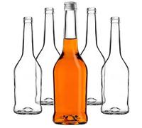 KADAX Lot de 5 bouteilles vides de 500 ml pour liqueur, huile, vinaigre, vin et eau-de-vie, bouteilles en verre, bouteilles à liqueur, bouteilles de jus (argent)
