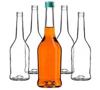 KADAX Lot de 5 bouteilles vides de 500 ml pour liqueur, huile, vinaigre, vin et eau-de-vie, bouteilles en verre, bouteilles à liqueur, bouteilles de jus (Vert)