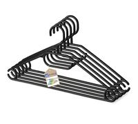 KADAX Lot de 5 cintres en plastique - Crochets rotatifs - Épaules crantées - Barre pour pantalon - Gain de place - Antidérapants - Pour chemise, pantalon, jupe, veste - Noir