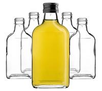 KADAX Lot de 5 flacons de 200 ml, petites bouteilles en verre avec bouchon à vis, flacons vides à remplir, mini bouteilles pour liqueur, eau de vie (Noir)