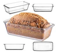 KADAX Lot de 5 Moule à cake en verre transparent - Moule à gâteau robuste avec fond épais - Convient pour cuisinière électrique et à gaz - Longueur : 28 cm