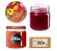 KADAX Lot de 50 bocaux 200 ml avec couvercles à vis Ø 66 mm - bocaux à dessert à parois épaisses, hermétiques, lavables au lave-vaisselle, idéaux pour les confitures et conserves