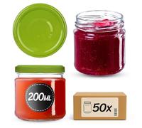 KADAX Lot de 50 bocaux 200 ml avec couvercles à vis Ø 66 mm - bocaux à dessert à parois épaisses, hermétiques, lavables au lave-vaisselle, idéaux pour les confitures et conserves