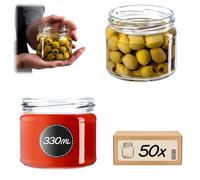 KADAX Lot de 50 bocaux à conserves, pots à confiture 330 ml, bocaux de conservation pour confitures, gelées, miel, bocaux avec couvercle à visser (sans couvercle)