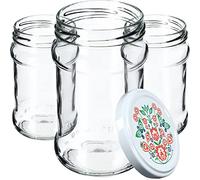 KADAX Lot de 50 bocaux de conservation 315 ml avec couvercle à vis de 66 mm pour miel, dessert, confiture | Bocaux hermétiques, bocal de mise en conserve, bocaux ronds, bocaux à confiture, pots à miel