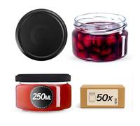 KADAX Lot de 50 bocaux de conservation de 250 ml avec couvercle à visser de 82 mm de diamètre, pots à dessert, pots à confiture avec couvercle Twist-Off, hermétiques et passent au lave-vaisselle, en