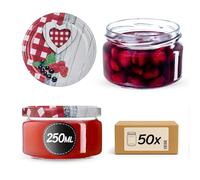 KADAX Lot de 50 bocaux de conservation de 250 ml avec couvercle à visser de 82 mm de diamètre, pots à dessert, pots à confiture avec couvercle Twist-Off, hermétiques et passent au lave-vaisselle, en