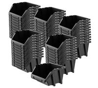 KADAX Lot de 50 boîtes de rangement en plastique PP, différentes tailles et couleurs, pour mur d'outils (noir, lot de 50 - 214 x 198 mm)