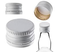KADAX Lot de 50 Bouchon à vis 28x18mm pour Bouteilles, Bouchon de Bouteille en Aluminium, Bouchon à vis, Couvercle à vis pour Bouteilles de vin, Bouteilles de jus et Bouteilles de Liqueur (Blanc)