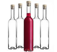 KADAX Lot de 50 bouteilles en verre 500ml - Bouteilles vides à bouchon en liège pour liqueurs, schnaps & condiments