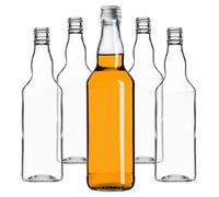 KADAX Lot de 50 bouteilles en verre à remplir - 500 ml - Bouteilles de liqueur vides avec bouchon à vis - Bouteilles pour liqueurs, spiritueux (argenté)