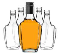 KADAX Lot de 50 bouteilles en verre vides à remplir - 250 ml - Avec bouchon à vis - Petites bouteilles d'alcool - Bouteilles de jus - Noir