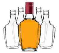 KADAX Lot de 50 bouteilles en verre vides à remplir - 250 ml - Avec bouchon à vis - Petites bouteilles d'alcool - Bouteilles de jus de fruits - Rouge