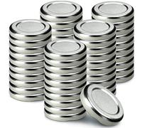 KADAX Lot de 50 couvercles à visser - Diamètre : 43 mm - En métal - Convient pour les bocaux de 40 ml - Avec 4 dents d'encliquetage - Idéaux pour les bocaux de conserve - Argenté