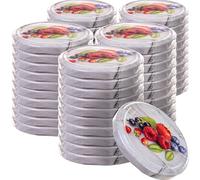 KADAX Lot de 50 couvercles à visser - Diamètre 82 mm - Métal - 6 dents d'encliquetage - Remplacement bocaux conserves - Motif baies