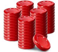 KADAX Lot de 50 couvercles à visser pour bocaux, fi, 38 mm, couvercles à visser en métal, pour bocaux de conserve, bouteilles et bocaux en verre, rouges K5128