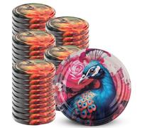 KADAX Lot de 50 couvercles Twist-Off Ø66 mm Oiseaux Colorés - Couvercles de Rechange en métal pour bocaux 200-350ml - Fermeture hermétique pour confitures, Miel & épices