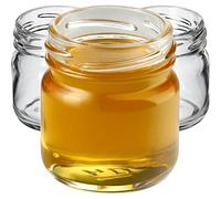 KADAX Lot de 50 mini bocaux en verre de 40 ml avec couvercle à visser, bocaux à essai, pots à confiture, petits pots à miel, bocaux ronds (50 pièces, sans couvercle)