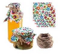 KADAX Lot de 50 napperons décoratifs avec cordon en jute pour bocaux à confiture, napperons en papier (fleurs