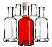 KADAX Lot de 50 petites bouteilles en verre avec bouchon en liège - 250 ml - Bouteilles à liqueur vides - Bouteilles à liqueur en verre