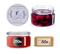 KADAX Lot de 50 petits pots à confiture avec couvercles hermétiques - 250 ml - Idéaux comme cadeau - Pour miel et épices (cuisinier