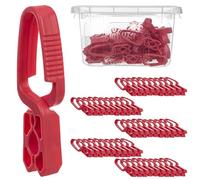 KADAX Lot de 50 pinces à linge en plastique robuste - Pinces à chaussettes colorées - Résistantes au vent - Pour l'intérieur et l'extérieur - Rouge