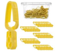 KADAX Lot de 50 pinces à linge en plastique robuste - Pinces à chaussettes colorées - Résistantes au vent - Pour l'intérieur et l'extérieur - Jaune