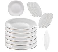 KADAX Lot de 6 assiettes à dessert blanches à bord doré - Assiettes à gâteau en verre renforcé - Assiettes modernes pour petit-déjeuner - Assiettes plates pour gâteau (blanc/doré)