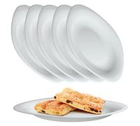 KADAX Lot de 6 assiettes à dessert blanches - Assiettes en verre renforcé modernes pour petit-déjeuner