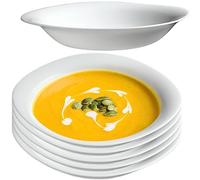 KADAX Lot de 6 assiettes creuses, bols à soupe, bol à soupe, en verre trempé, passe au lave-vaisselle, salade blanche, assiette profonde pour soupes, pâtes, salade (blanc, 23 cm)