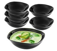 KADAX Lot de 6 bols en verre noir - 17,5 x 17,5 cm - Passe au micro-ondes - Bol de service pour salades, soupes, apéritifs, fruits - Noir