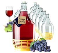 KADAX Lot de 6 bonbonnes en verre 5L - Ballons de fermentation pour vin, bière & cidre
