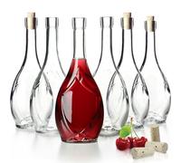 KADAX Lot de 6 Bouteilles en Verre 500ml avec Bouchon en liège - Bouteilles vides à remplir pour Liqueur, schnaps, Huile et vinaigre, idéales pour Cadeaux et Faire Maison
