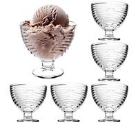 KADAX Lot de 6 coupelles à dessert avec pied, verres à glace, verres à dessert, pour crème glacée, entrées, desserts et fruits (ondulé)