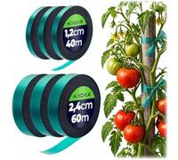 KADAX Lot de 6 liens flexibles pour plantes en 2 tailles, 12 mm x 40 m et 24 mm x 60 m, ruban de fixation flexible pour une fixation sûre des tomates, vert