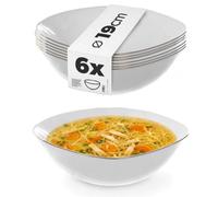 KADAX Lot de 6 bols à salade en verre blanc avec bord doré - Bol à céréales passe au micro-ondes - Pour salades, soupes, entrées, fruits (blanc/doré)