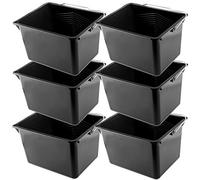 KADAX Lot de 6 seaux de peinture carrés en plastique avec poignée en métal - Seau d'eau robuste avec bord verseur - Pour rénovation, jardin, nettoyage - Rectangulaire, léger - 8 l - Noir