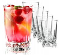 KADAX Lot de 6 verres à eau, à paroi épaisse, striés pour eau, boisson, jus, fête, cocktail, boisson (haut, 245 ml)