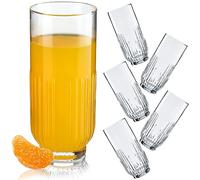 KADAX Lot de 6 verres à eau en verre de qualité supérieure, passent au lave-vaisselle, verres à boissons cannelés pour eau, jus, boissons ou whisky (6 x 395 ml, haut)