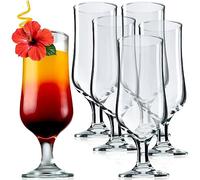 KADAX Lot de 6 verres à long drink, 370 ml, en forme de calice, en verre transparent, résistant à l'évier, verres à café glacé, milkshake (6 x 370 ml)